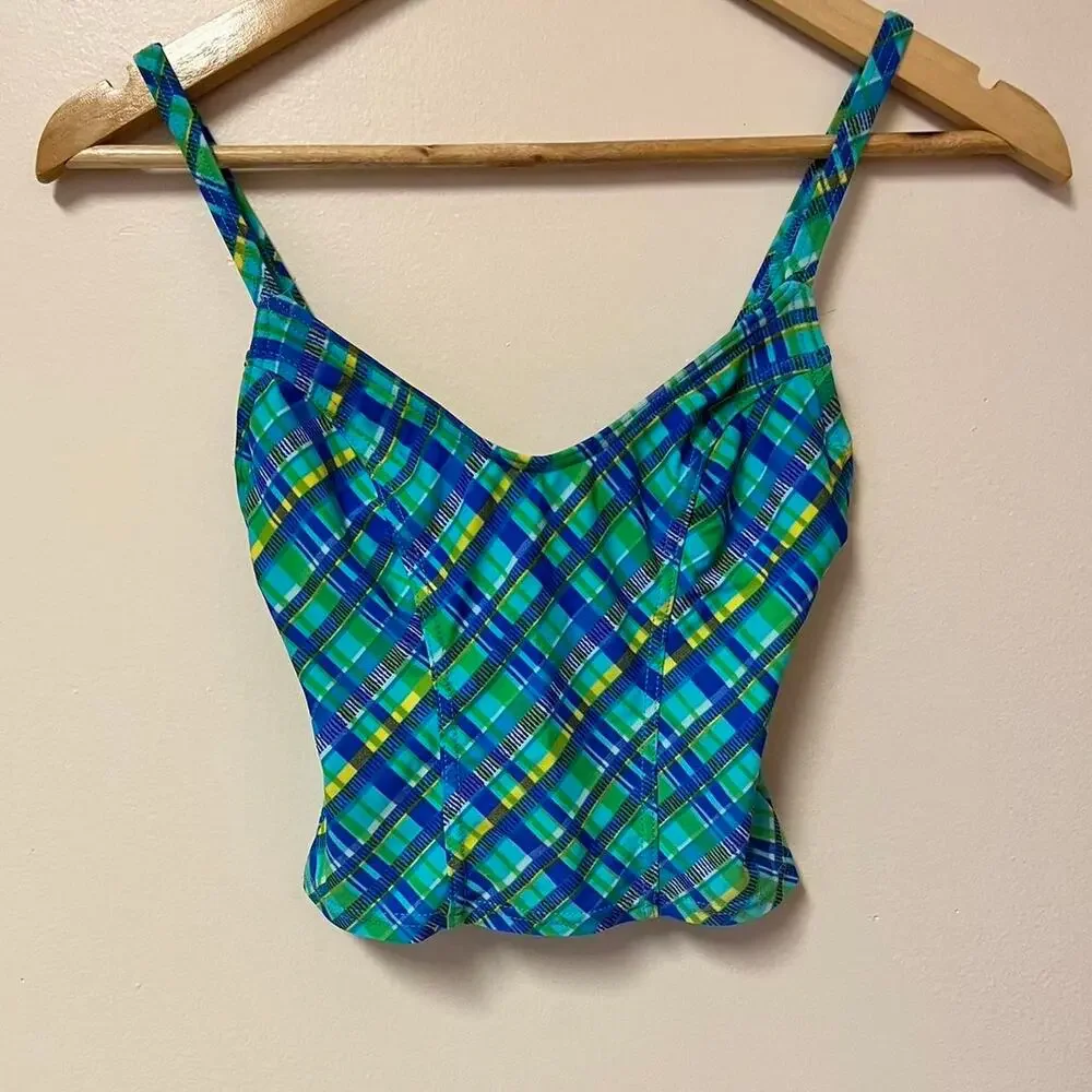 Blue and green plaid bikini - Picture 1 of 2